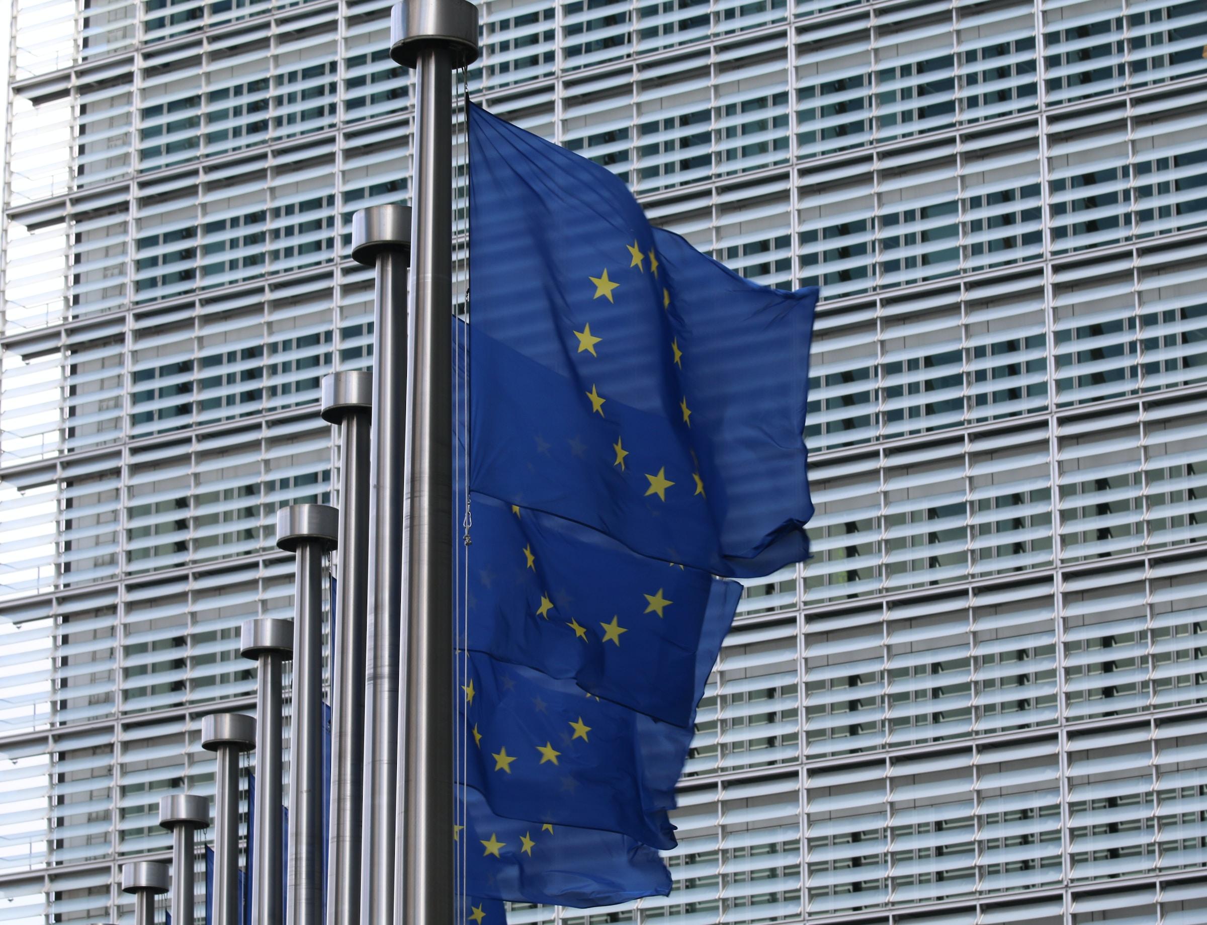 EU-Flagge vor dem Parlament