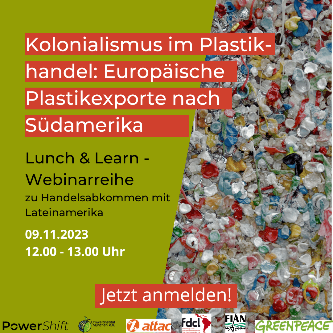 Lunch & Learn Folge 2: 09.11.2023 - 12:00 - 13:00 Uhr: Kolonialismus im Plastikhandel: Europäische Plastikexporte nach Südamerika