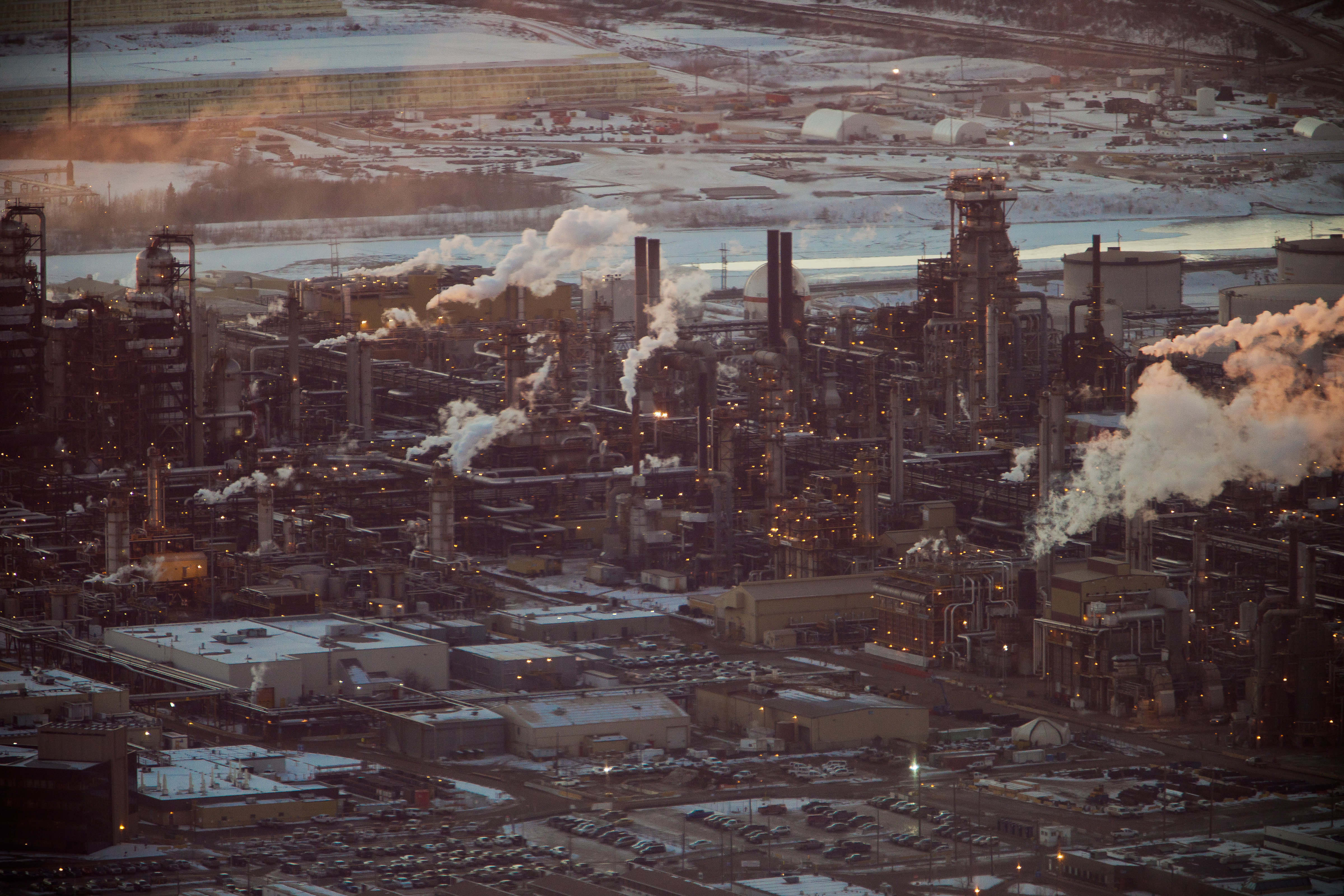 Aerial photo of tarsands oil refinery